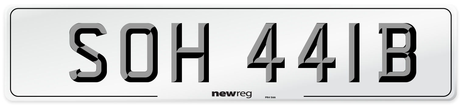 SOH 441B Number Plate from New Reg